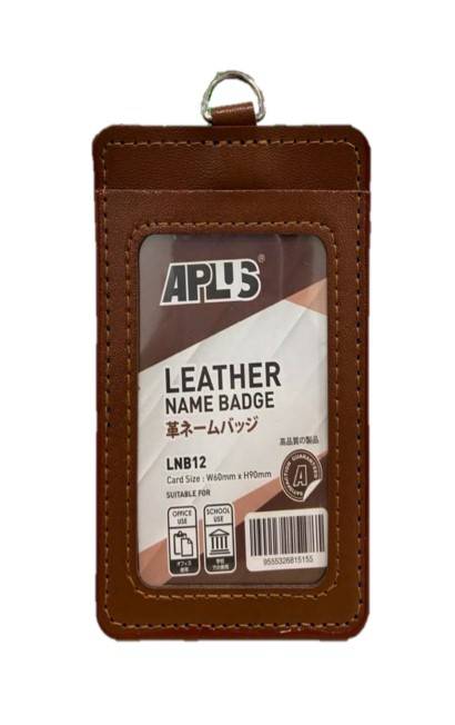 APLUS LNB12 D/SIDED LEATHER NAME BADGE - BROWN *