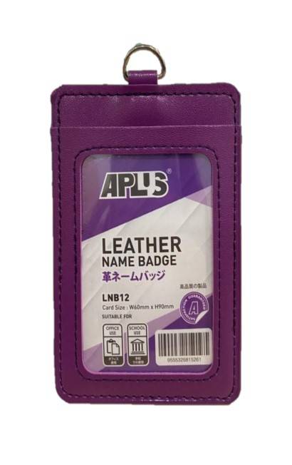APLUS LNB12 D/SIDED LEATHER NAME BADGE - PURPLE *