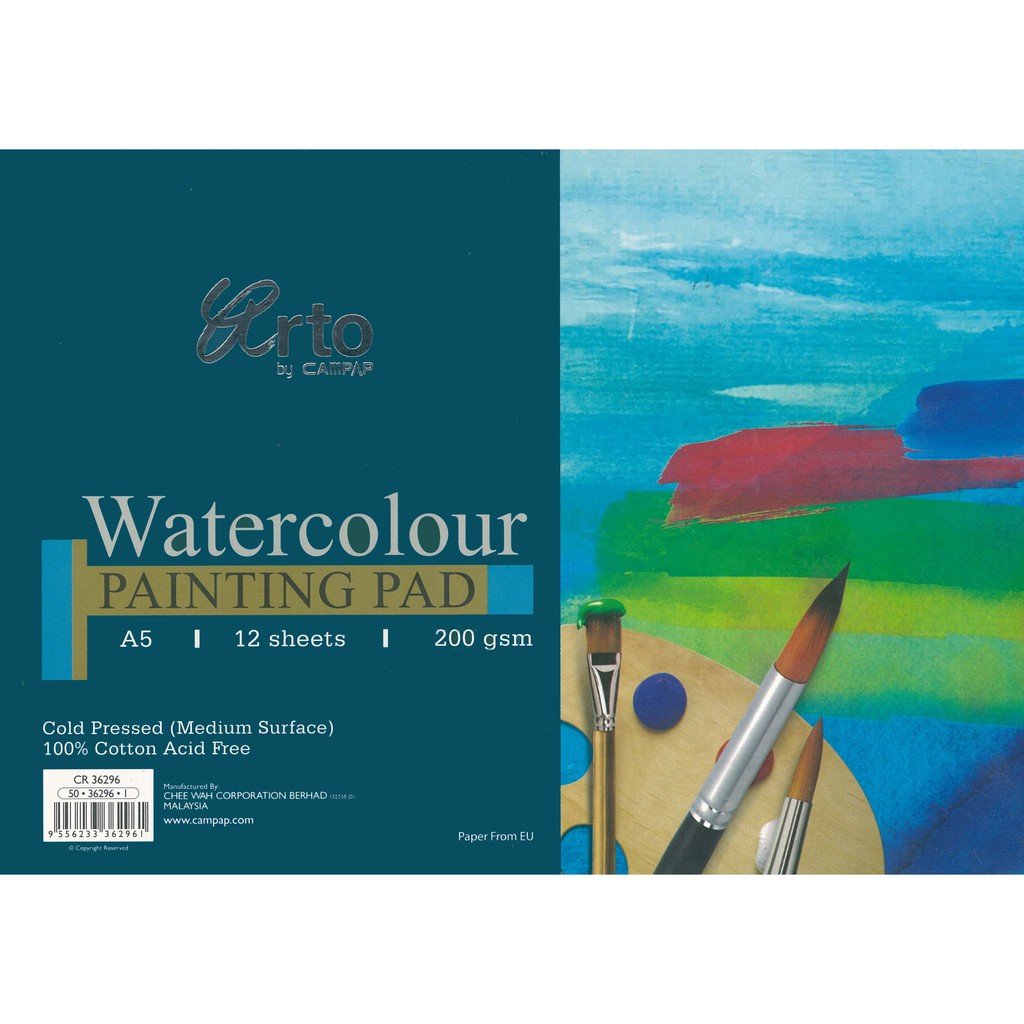 ARTO CR36296 A5 200GSM WATERCOLOUR PAPER PAD 12'S #