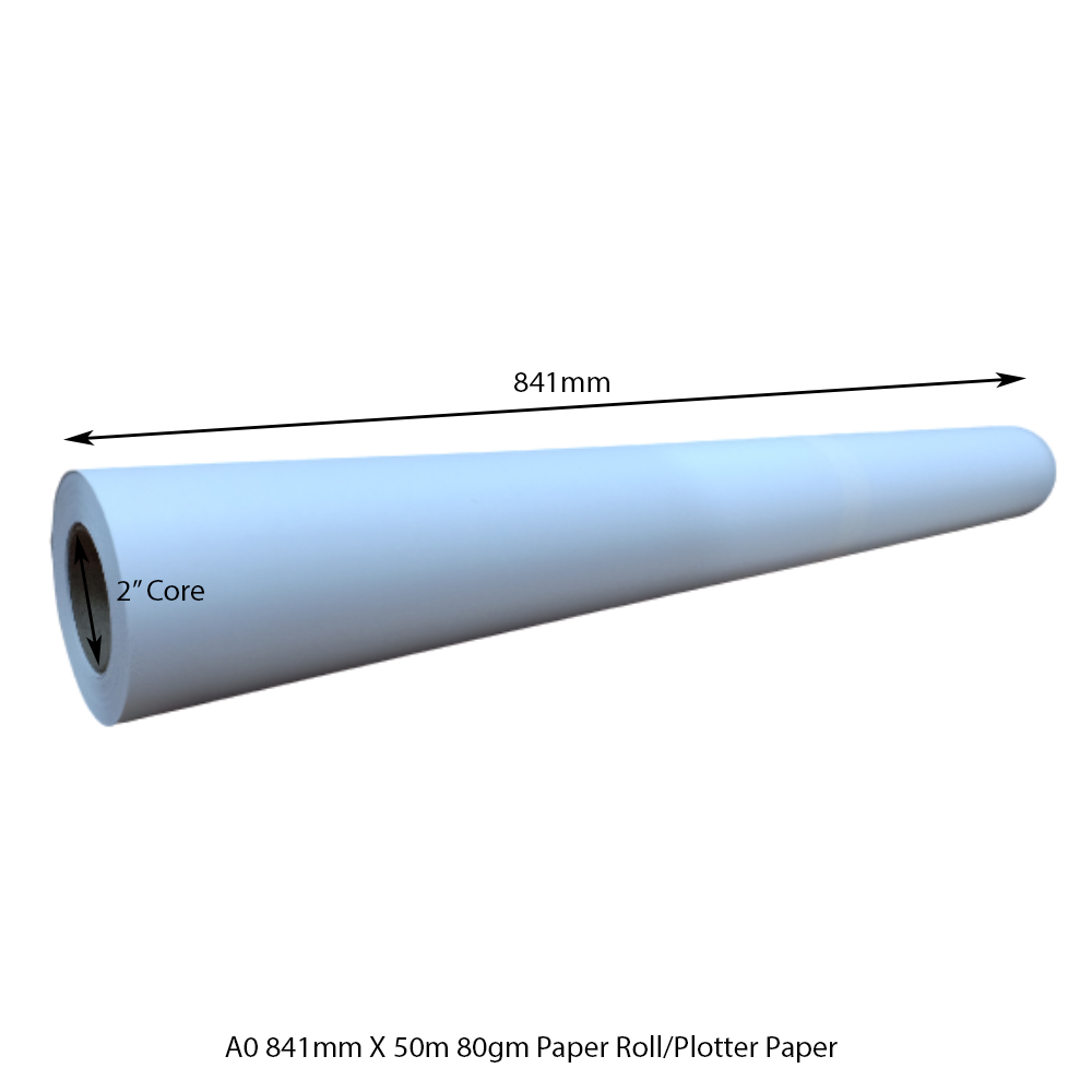 PRINZET A0 841MM X 50M 80GSM PLOTTER PAPER ROLL (2") ^