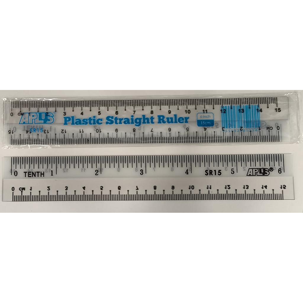 APLUS SR15 6" (15CM) PLASTIC STRAIGHT RULER