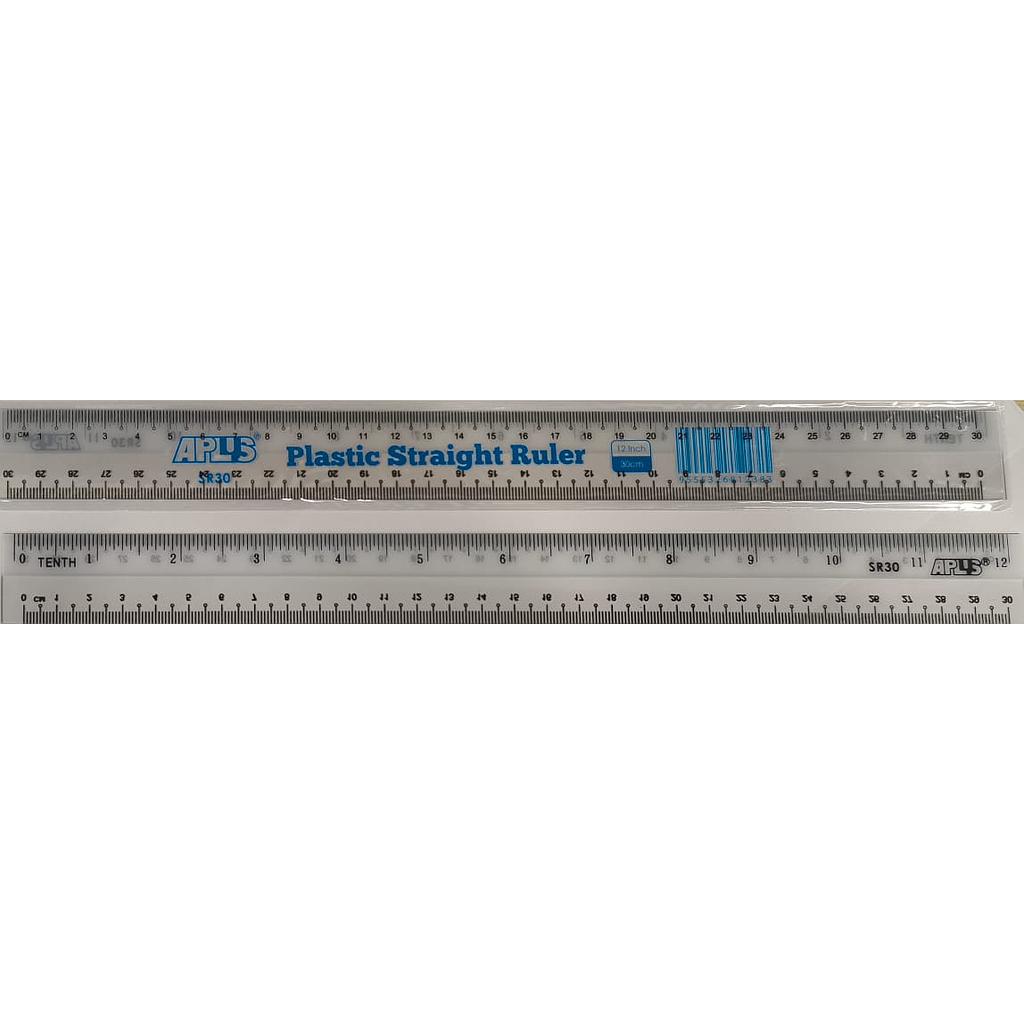 APLUS SR30 12" (30CM) PLASTIC STRAIGHT RULER