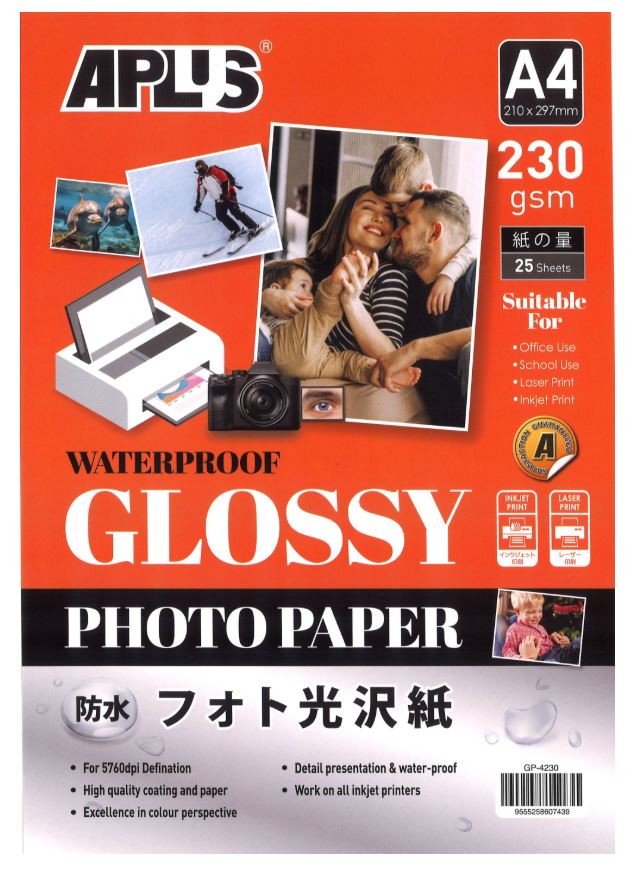 APLUS GP-4230 A4 230GSM GLOSSY PAPER 25'S *