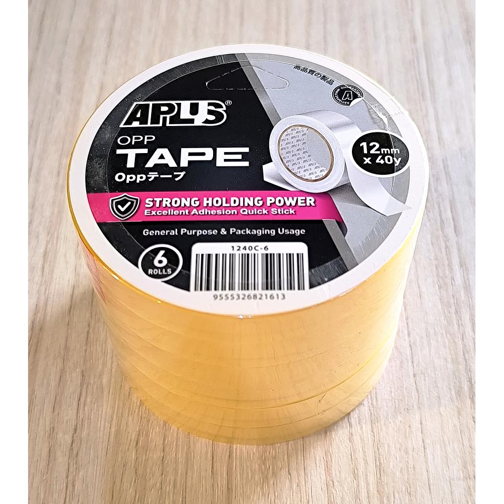 APLUS OPP TAPE CLEAR - 12MM X 40Y (6'r)