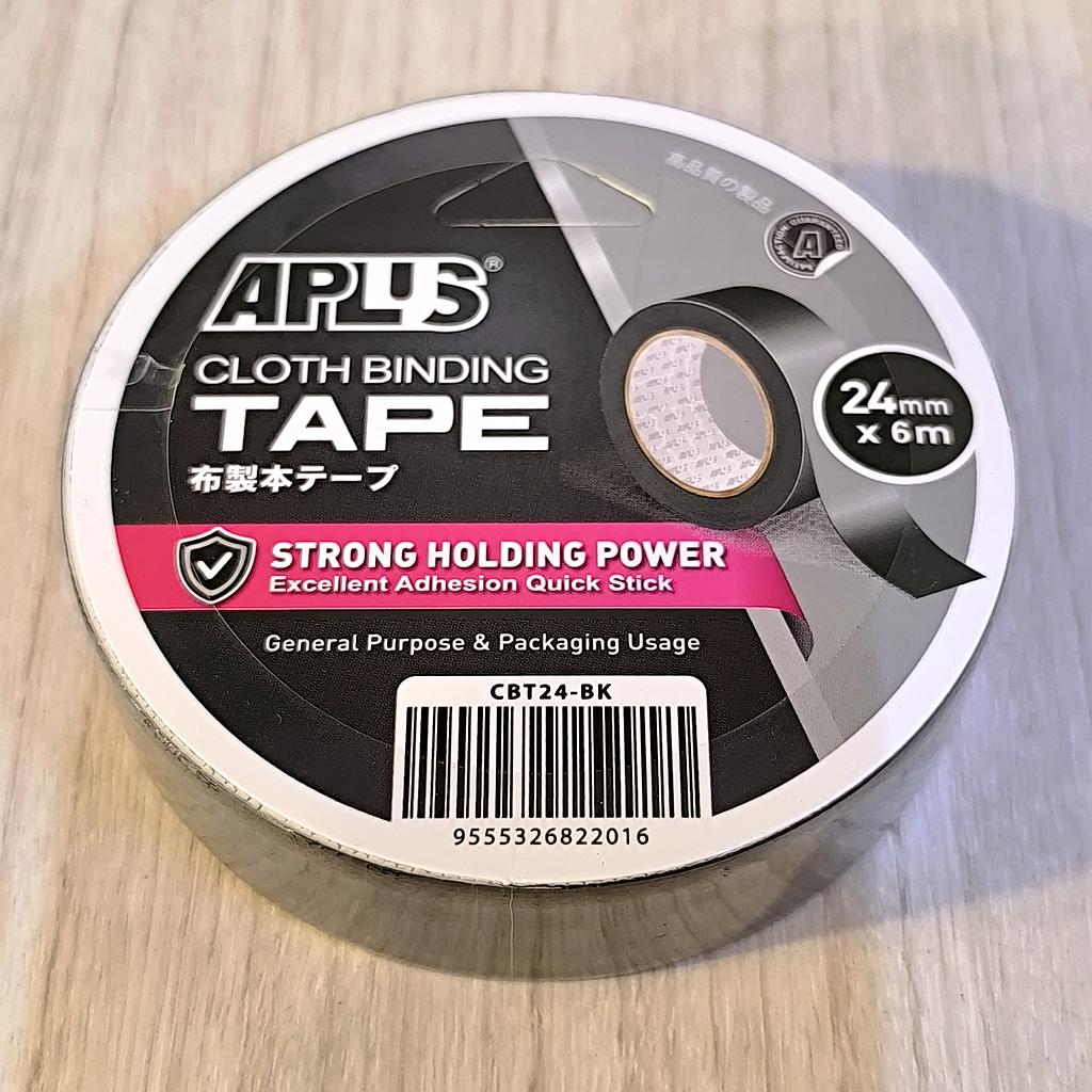 APLUS CLOTH BINDING TAPE - 24MM X 6M (BLACK)