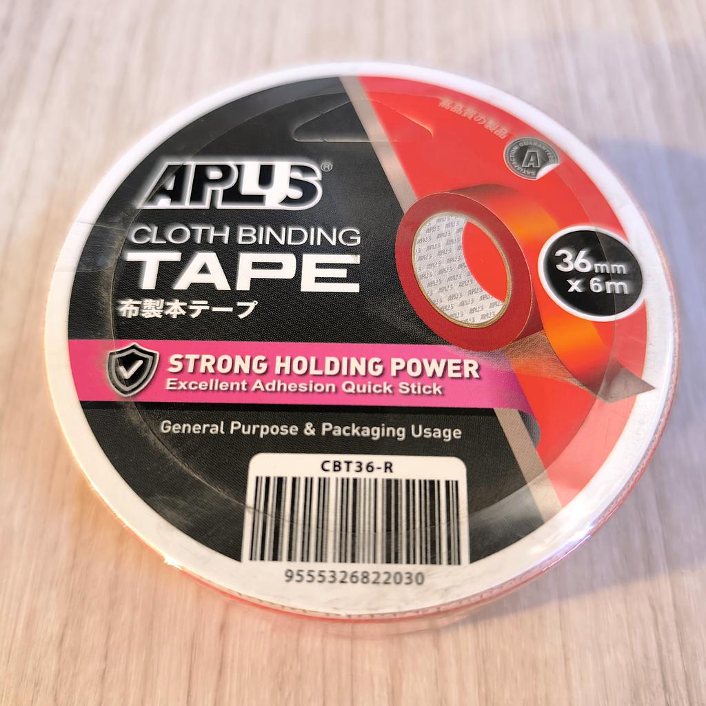 APLUS CLOTH BINDING TAPE - 36MM X 6M (RED)