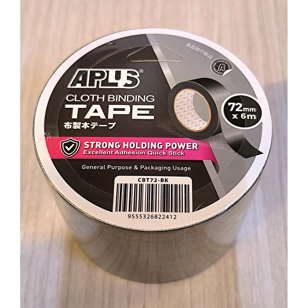 APLUS CLOTH BINDING TAPE - 72MM X 6M (BLACK)