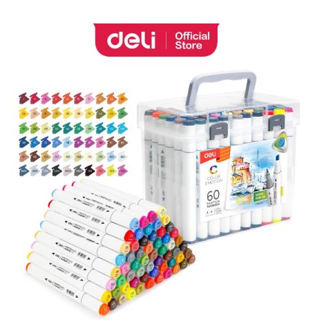 DELI E70803-60 SKETCH MARKER DUAL TIPS 60 COL