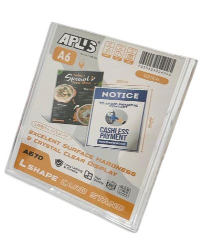 APLUS A670 A6 L SHAPE CARD STAND-(V) 105MM X 148MM
