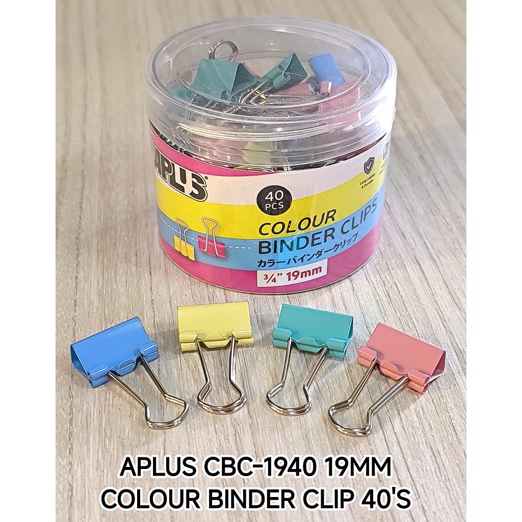 APLUS CBC-1940 19MM COLOUR BINDER CLIP 40'S