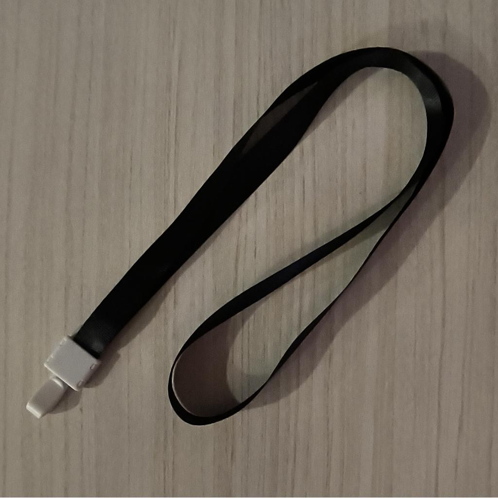 NYLON LANYARD WITH U-CLIP 15MM - BLACK